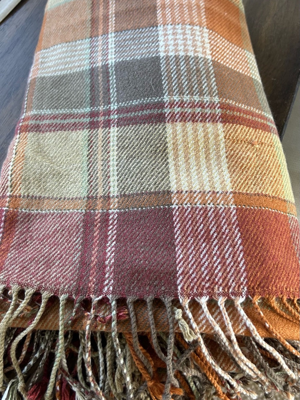 Pottery Barn Fall Plaid table throw, 50x 50